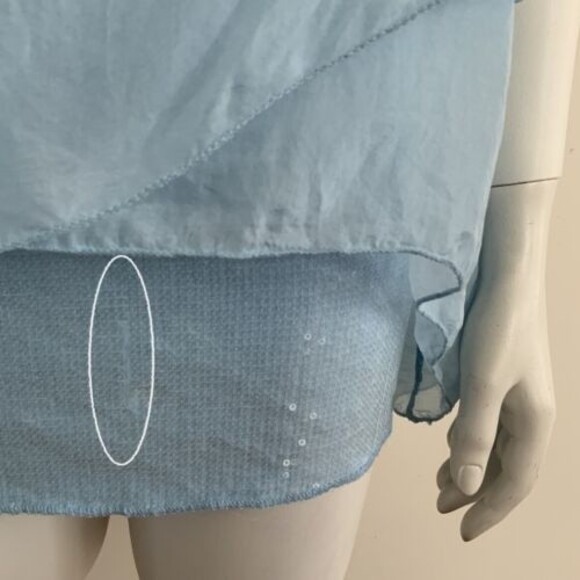 100% Silk Sequin Detail Hi-low Cami Top Sky Blue Nicole S - Picture 5 of 13